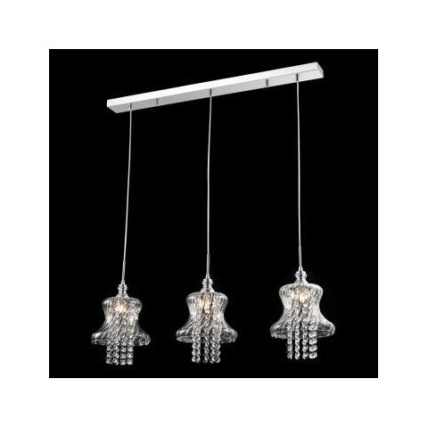 Pendente Triplo Vidro Transparente com Cristais 3g9 Pe-012/3.80 Mais Luz