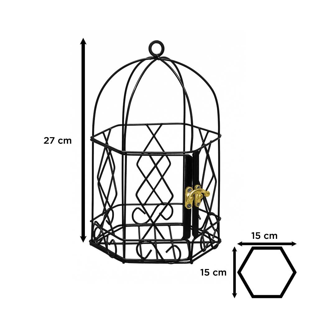 Gaiola Decorativa Para Flor e Arranjos Decoração N°01:Preta - 2