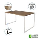 Ver imagem 5 de Mesa Industrial Base Ferro Branco Tampo 137X90 Amêndoa 4 Cadeiras Madeira Assento Amarelo Marrom