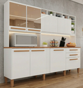 Ver imagem 1 de Cozinha Compacta em MDP 8 Portas 2 Gavetas Millena com Vidro Reflecta Yescasa Branco