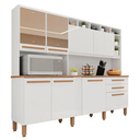 Ver imagem 2 de Cozinha Compacta em MDP 8 Portas 2 Gavetas Millena com Vidro Reflecta Yescasa Branco