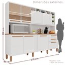 Ver imagem 3 de Cozinha Compacta em MDP 8 Portas 2 Gavetas Millena com Vidro Reflecta Yescasa Branco