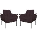 Ver imagem 1 de Kit 02 Poltronas Base Metal Preto Sala Quarto Balaqui Decor Cinza