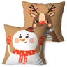 Kit 2 Almofadas De Natal Boneco de Neve com Rena 45x45cm - 1
