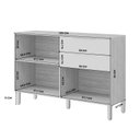 Ver imagem 3 de Balcão 120cm com Tampo 2 Portas e 2 Gavetas Divina Brilhante e Celeste Marrom/Cinamomo/Platina