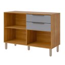 Ver imagem 4 de Balcão 120cm com Tampo 2 Portas e 2 Gavetas Divina Brilhante e Celeste Marrom/Cinamomo/Platina