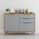 Ver imagem 1 de Balcão 120cm com Tampo 2 Portas e 2 Gavetas Divina Brilhante e Celeste Marrom/Cinamomo/Platina