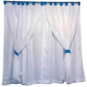 Cortina Infantil Azul e Branca