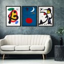 Ver imagem 1 de Kit 3 Quadros Abstratos Obras de Miró 45x34cm - com Vidro:madeira Preta
