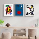 Ver imagem 2 de Kit 3 Quadros Abstratos Obras de Miró 45x34cm - com Vidro:madeira Preta