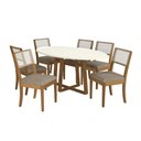 Ver imagem 2 de Conjunto Sala de Jantar Elma Premium Madeira Maciça C/ Tampo Madeirado C/ Vidro 180x105cm e 6