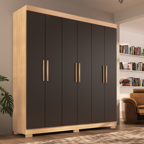 Guarda-Roupa Casal Lisboa 6 Portas 2 Gavetas com Pés