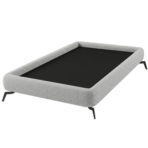 Cama Solteiro Pés Ferro 105cm Emma Linho Cinza Claro - Nexta Casa