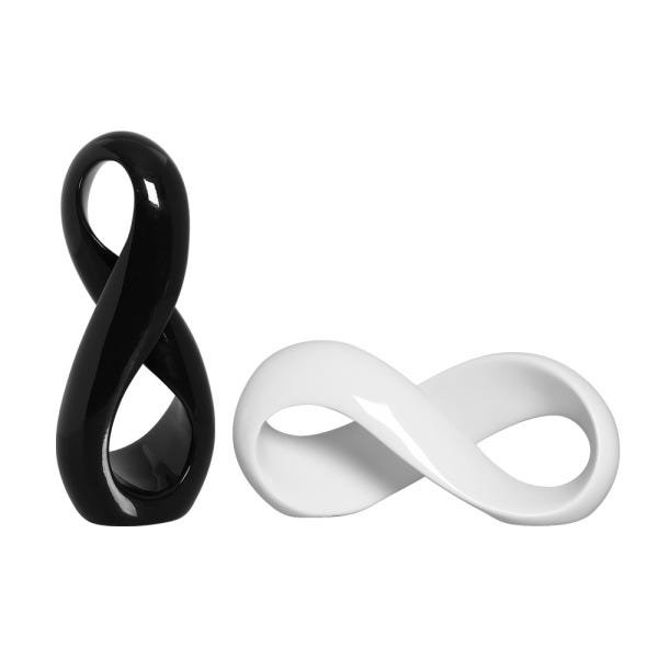 Escultura Infinito Enfeite Moderno Decoração Preto e Branco - 1