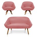 Ver imagem 1 de Kit 01 Namoradeira 02 Lugares e 02 Poltronas Giratória Giovana Suede Base Madeira MM30 - D’Rossi - R