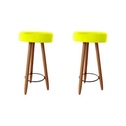 Kit Duas Banqueta Alta para Área Gourmet Balcão Pés Palito Amarelo Dimazza Móveis - 1