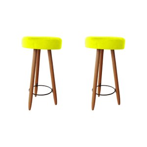 Kit Duas Banqueta Alta para Área Gourmet Balcão Pés Palito Amarelo Dimazza Móveis