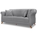 Ver imagem 1 de Sofa 2 Lugares Retro Polo 180cm com Almofada Linho Cinza Ezz Cinza