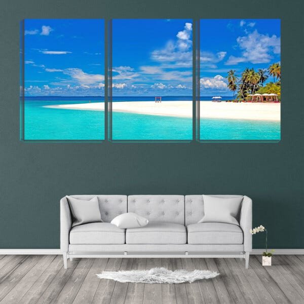 Quadro canvas 80x140 céu e praia azuis coqueiros - 2