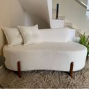 Ver imagem 3 de Sofá Orgânico 2 Lugares C/2 Almofadas Curvo Sala Recepção Luna Boucle Branco - Montanaris Decor