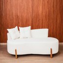 Ver imagem 2 de Sofá Orgânico 2 Lugares C/2 Almofadas Curvo Sala Recepção Luna Boucle Branco - Montanaris Decor