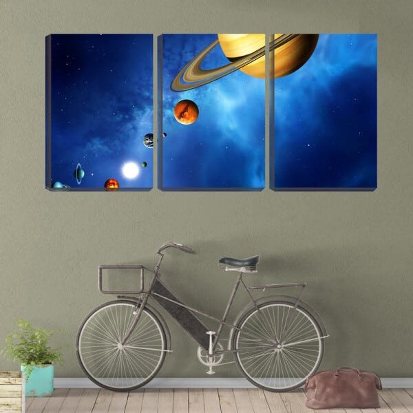 Quadro canvas 80x140 anéis de saturno espaço azul - 2