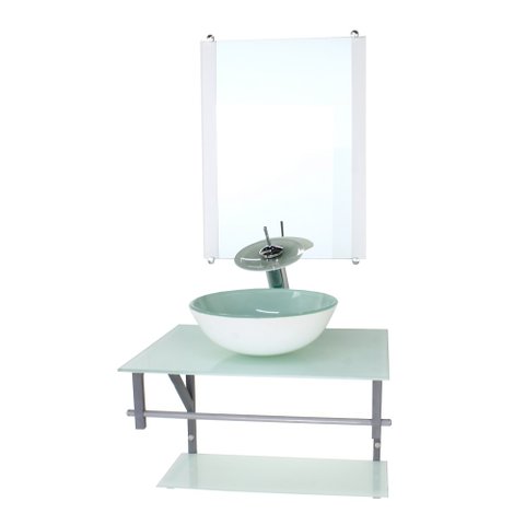 GABINETE DE VIDRO PARA BANHEIRO 60CM AC CUBA REDONDA BRANCO FULL