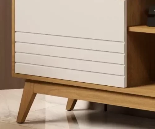 Rack Germai Fenix Retro TV Ate 42 Polegadas 1 Porta:Off White/Freijo - 3