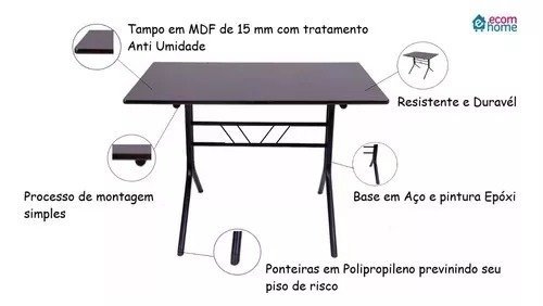 Jogo Mesa 1,20x70 Preta para Sorveterias e Restaurantes com 4 Cadeiras Iso Azul - 2