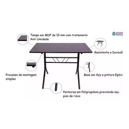 Jogo Mesa 1,20x70 Preta para Sorveterias e Restaurantes com 4 Cadeiras Iso Azul - 3