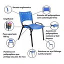 Ver imagem 5 de Jogo Mesa 1,20x70 Preta para Sorveterias e Restaurantes com 4 Cadeiras Iso Azul