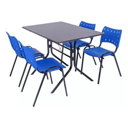 Jogo Mesa 1,20x70 Preta para Sorveterias e Restaurantes com 4 Cadeiras Iso Azul - 2
