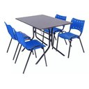 Ver imagem 2 de Jogo Mesa 1,20x70 Preta para Sorveterias e Restaurantes com 4 Cadeiras Iso Azul