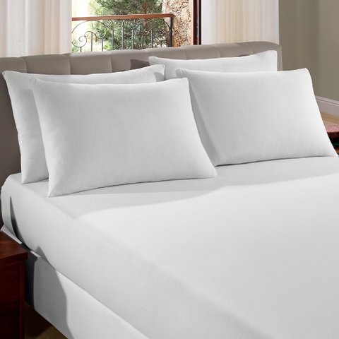 Jogo de Cama Queen 3 peças Branco Liso em Malha 100% Algodão Premium Penteado Sul Brasil