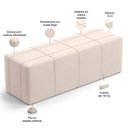 Ver imagem 3 de Puff Decorativo Living Sala de Estar 195 cm Roma W01 Suede Bege - Lyam Lyam Decor