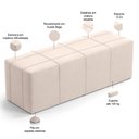 Ver imagem 4 de Puff Decorativo Living Sala de Estar 195 cm Roma W01 Suede Bege - Lyam Lyam Decor