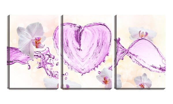 Quadro canvas 80x140 coração e flores rosas - 1