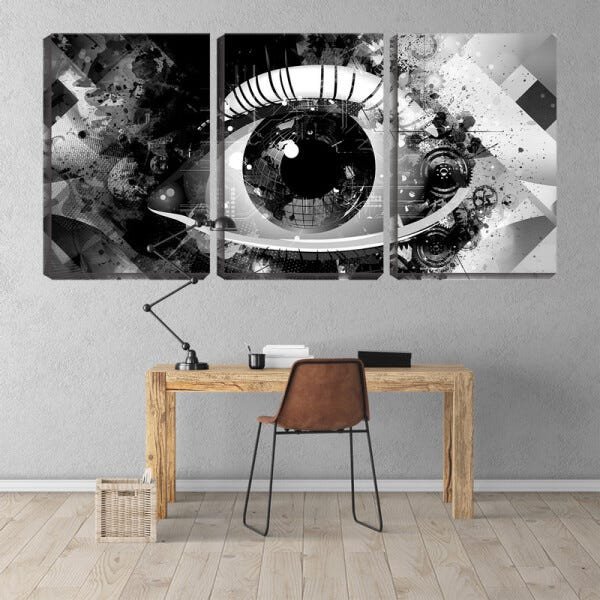 Quadro canvas 68x126 olho negro fundo preto - 2