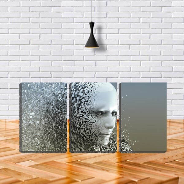 Quadro canvas 68x126 face robótica dissolvendo - 2