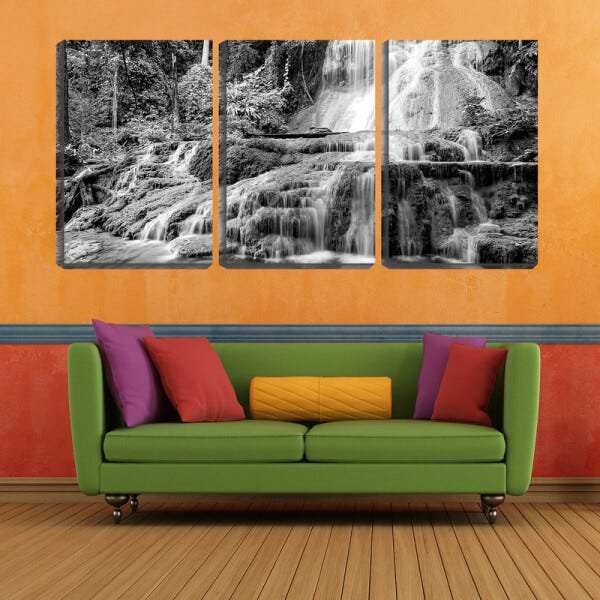 Quadro canvas 68x126 cachoeira pb entre pedras - 2