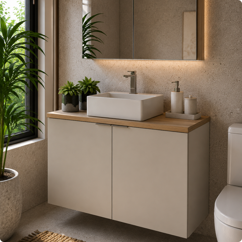 Gabinete de Banheiro com Cuba Nature Estilare 90cm