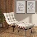 Ver imagem 4 de Poltrona Sala Estar Decorativa Costela de Adão com Puff Luxo: Poltrona Costela Linho Cru