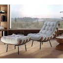 Ver imagem 3 de Poltrona Sala Estar Decorativa Costela de Adão com Puff Luxo: Poltrona Costela Linho Cru