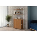 Ver imagem 4 de Estante Livreiro de Escritório Industrial Alta Li041 C/ 2 Portas 72x151cm Canela/branco -