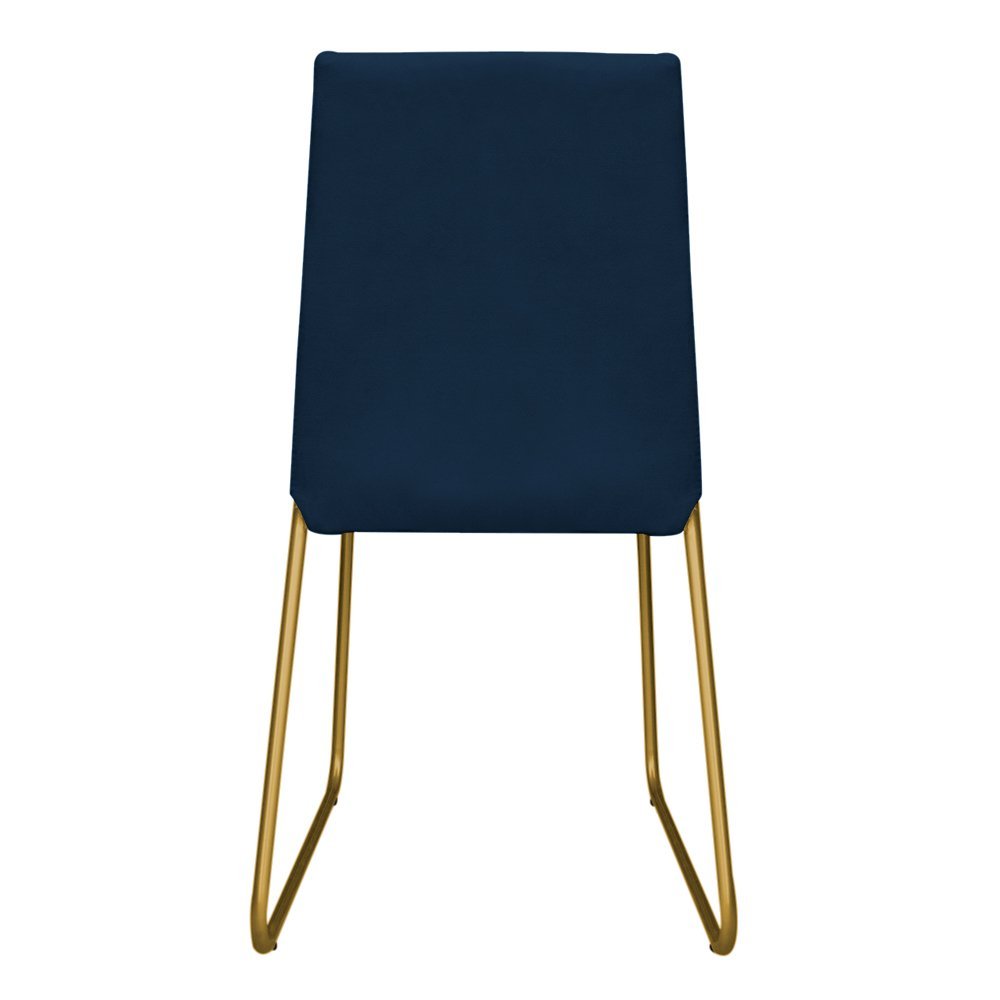 Kit 6 Cadeiras de Jantar Estofada Lille Base Gold Veludo Azul Marinho - Montanaris Decor - 4
