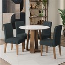 Ver imagem 1 de Conjunto de Mesa Sala de Jantar Athenas Redonda 1,03m 4 Cadeiras Trieste Cedro Off White Chumbo