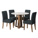 Ver imagem 2 de Conjunto de Mesa Sala de Jantar Athenas Redonda 1,03m 4 Cadeiras Trieste Cedro Off White Chumbo