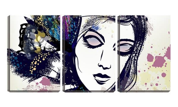Quadro canvas 55x110 rosto de mulher olhos fechados arte - 1