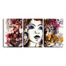 Quadro canvas 55x110 desenho mulher cabelo florido - 1