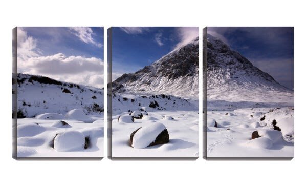 Quadro canvas 55x110 montanha com neve e pedras - 1